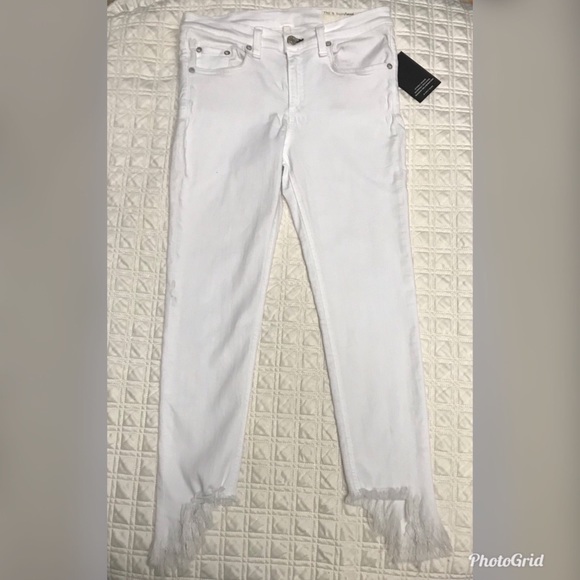 Rag & Bone Women’s White Capri Fringe Hem Jeans - Picture 2 of 4